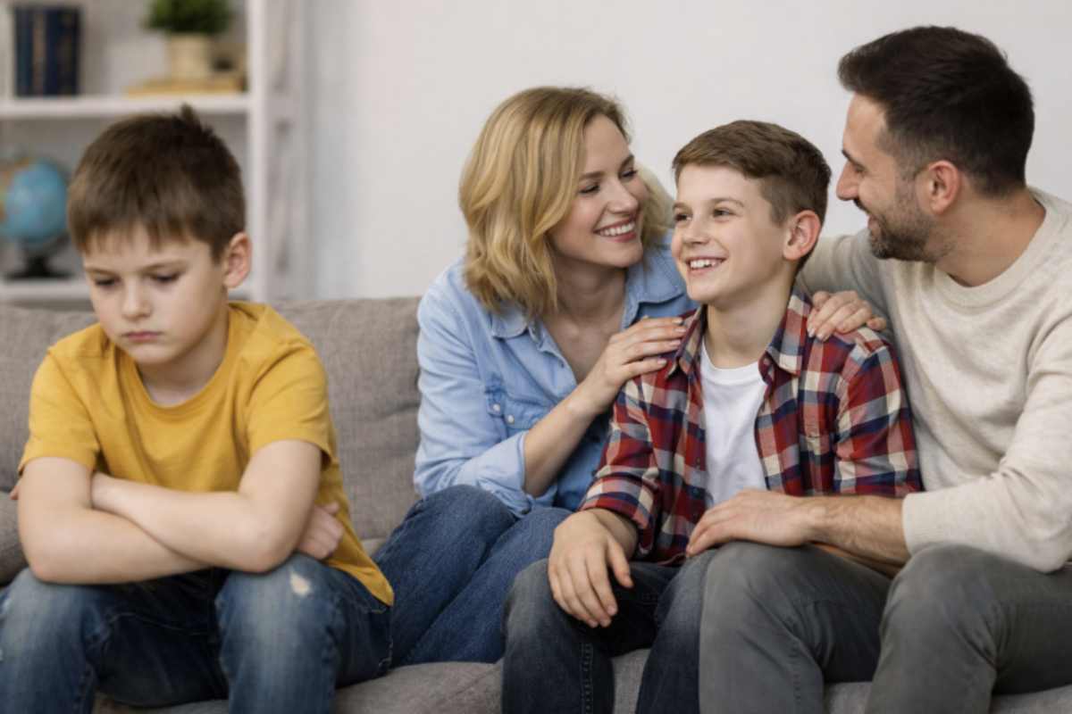 Non solo il figlio che viene ignorato può soffrire, ma anche il bambino che si trova al centro dell'attenzione rischia